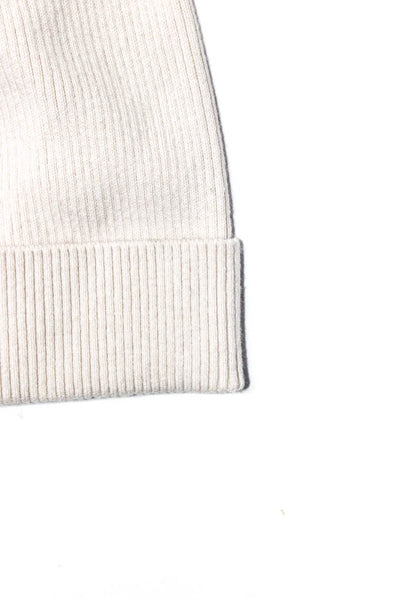 Toccin Womens Cuffed Ribbed Knit Beanie Hat White Cotton One Size