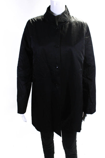 Eileen Fisher Women's Collar Long Sleeves Button Down Jacket Black Size XS