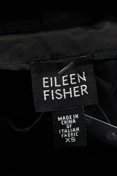 Eileen Fisher Women's Collar Long Sleeves Button Down Jacket Black Size XS