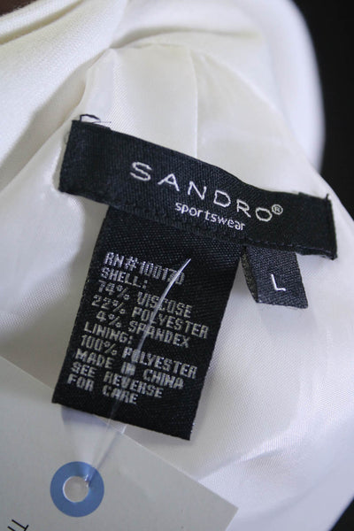 Sandro Womens Short Sleeve Ponte Double Breasted Jacket White Size Large