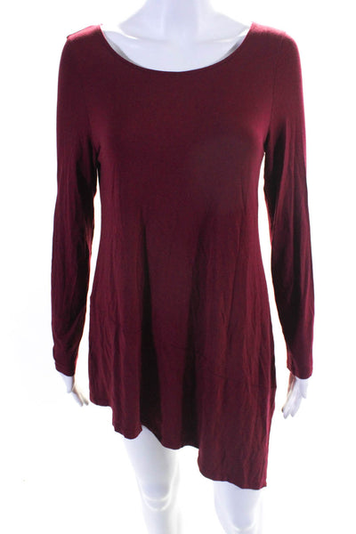 Eileen Fisher Women's Asymmetric Hem Long Sleeve Casual Dress Red Size S