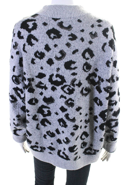 Whistles Women's Mock Neck Long Sleeves Gray Animal Print Sweater Size S