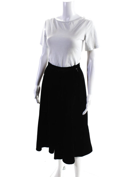 Valentino Boutique Womens Velvet Flared Hem Unlined Midi Skirt Black Size 8