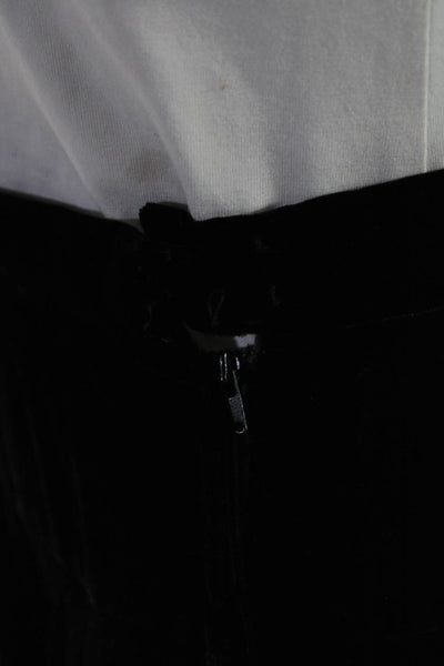 Valentino Boutique Womens Velvet Flared Hem Unlined Midi Skirt Black Size 8