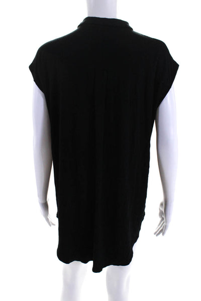 Eileen Fisher Womens Sleeveless Jersey Mini Shirt Dress Black Size Medium