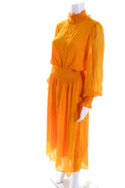 & Other Stories Womens Long Sleeved High Neck Long Blouson Dress Orange Size 4