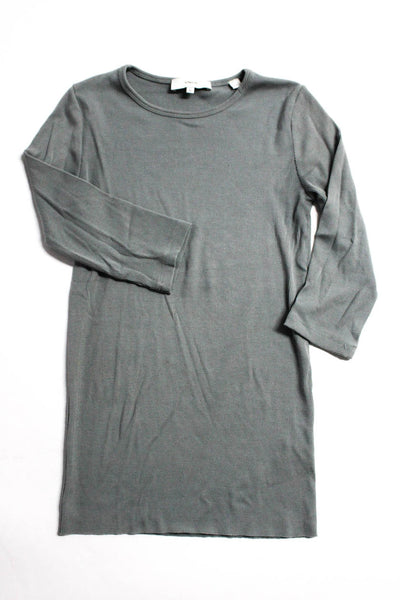 Vince Womens Crew Neck Long Sleeve T Shirts Heather Gray Green Size 2XS XS Lot 2