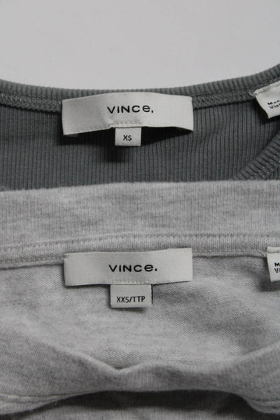 Vince Womens Crew Neck Long Sleeve T Shirts Heather Gray Green Size 2XS XS Lot 2