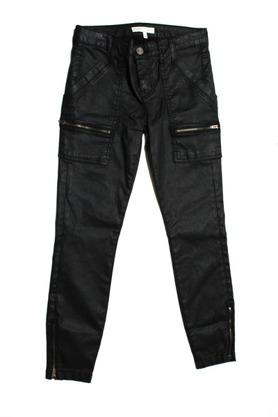 Joie Jeans DL1961 Womens Zipper Coated Denim Cargo Jeans Black Blue Size 26 Lot