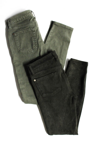 7 For All Mankind Womens Mid Rise Skinny Jeans Pants Army Green Size 25 26 Lot 2