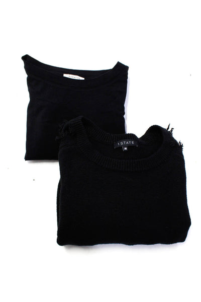 1.State Babaton Womens Round Neck Padded Shoulder Tops Black Size M 1X Lot 2