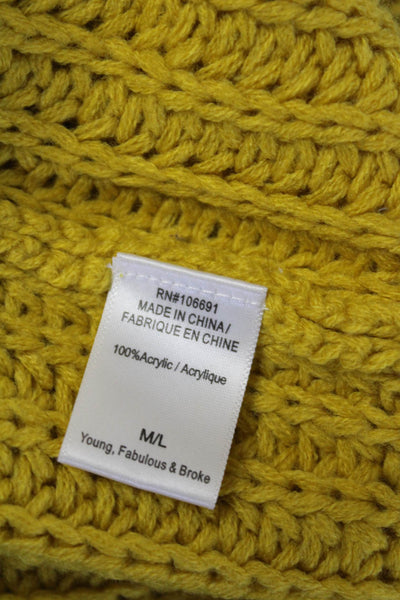 Young Fabulous & Broke Womens Thick-Knit Distressed Hem Sweater Yellow Size M