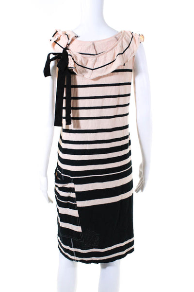 Sonia Rykiel Women's Scoop Neck Sleeveless Pockets T-Shirt Striped Midi Dress S