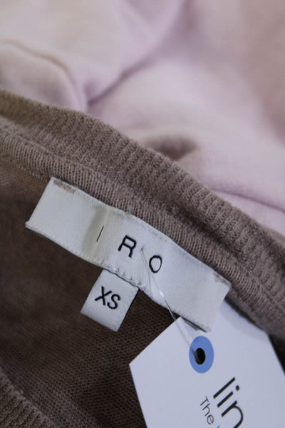 IRO Womens Clay Short Sleeve Distressed Top Tee Shirt Beige Linen Size XS