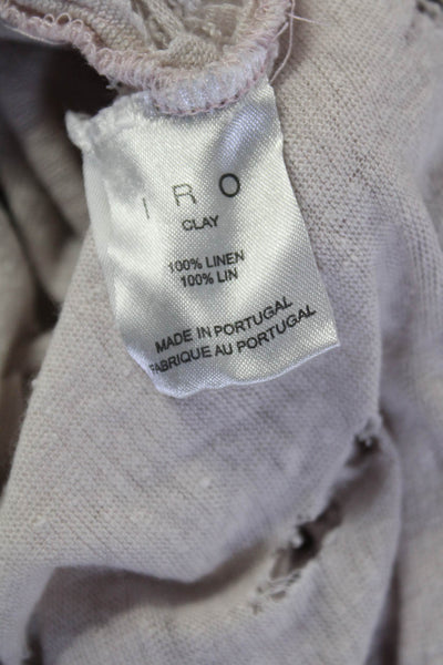 IRO Womens Clay Distressed Short Sleeve Top Tee Shirt Light Pink Linen Size XS
