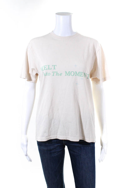 Lonely Ghost Womens Melt Into The Moment Graphic Tee Shirt Ivory Green Small