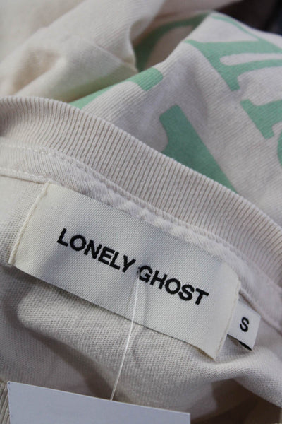 Lonely Ghost Womens Melt Into The Moment Graphic Tee Shirt Ivory Green Small