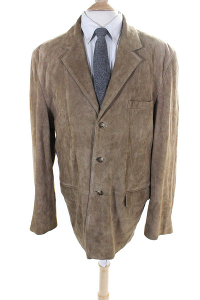 Joseph & Lyman Men's Suede Three Button Blazer jacket Brown Size 46