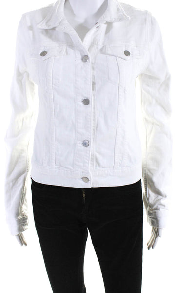 J Brand Womens Button Up Collared Denim Jean Jacket White Size Small