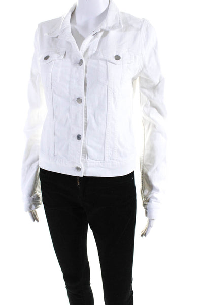 J Brand Womens Button Up Collared Denim Jean Jacket White Size Small