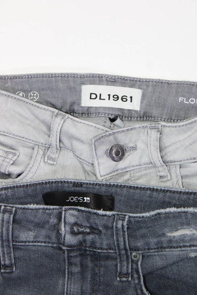 DL1961 Joes Womens Mid Rise Distressed Skinny Jeans Gray Size 24 Lot 2