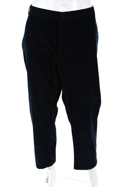 Ermenegildo Zegna Mens Corduroy Flat Front Slim Straight Pants Dark Blue Size 72