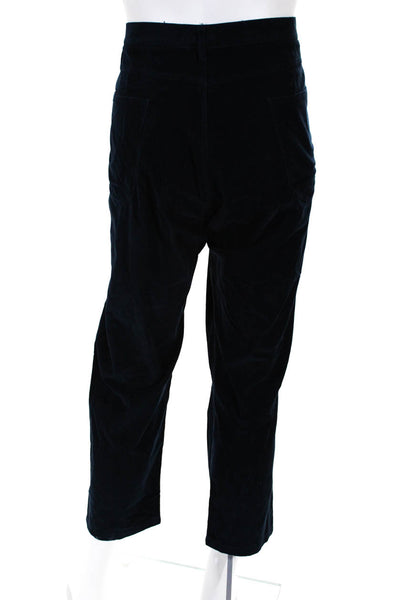 Ermenegildo Zegna Mens Corduroy Flat Front Slim Straight Pants Dark Blue Size 72