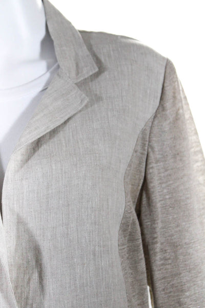 Mario Romano Womens Single Button Notched Lapel Linen Blazer Jacket Beige Medium