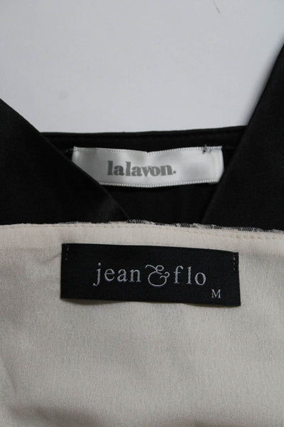 Lalavon Jean & Flo Women's Ruffle Trim V-Neck Cami Blouse Black Size S M, Lot 2