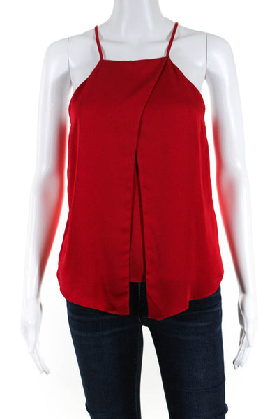 Milly Women's Silk Spaghetti Strap Open Front Blouse Red Size 2