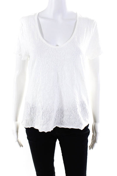Rag & Bone Women's Scoop Neck Short Sleeves Blouse White Size L