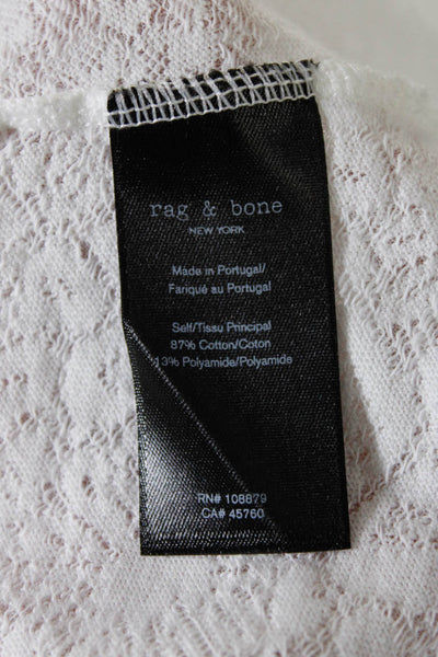 Rag & Bone Women's Scoop Neck Short Sleeves Blouse White Size L
