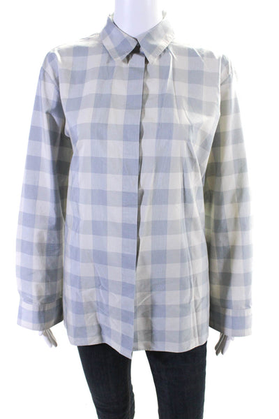 Theory Women's Collar Long Sleeves Button Down Plaid Shirt Size M