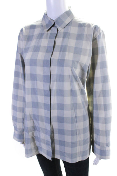 Theory Women's Collar Long Sleeves Button Down Plaid Shirt Size M