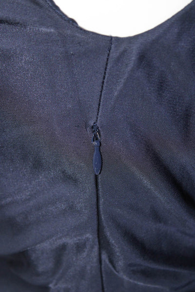 Emilio Pucci Womens Knit Satin Draped Sleeveless Sheath Dress Navy Size 12