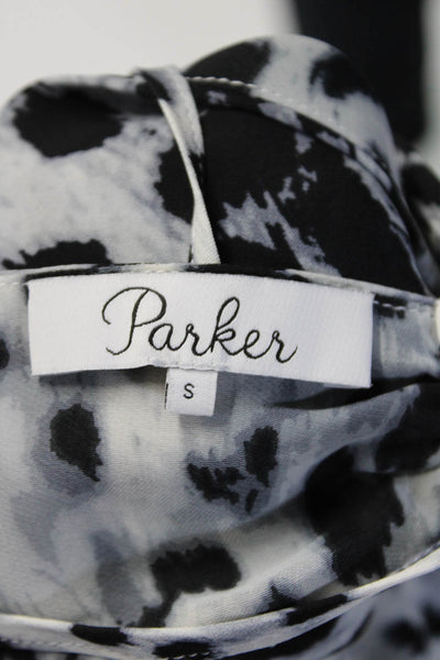 Parker Womens Silk Animal Print Spaghetti Strap Tank Top White Black Size Small