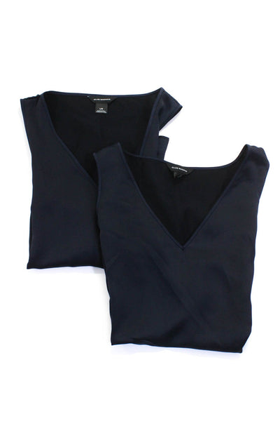 Club Monaco Womens V Neck Boxy Tank Tops Navy Blue Size Large Lot 2