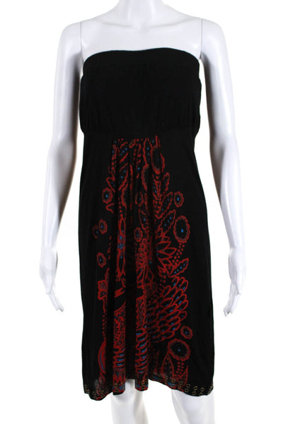 Custo Line Womens Floral Graphic Print Sleeveless Pleated Dress Black Size L
