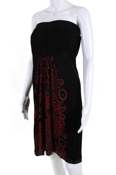 Custo Line Womens Floral Graphic Print Sleeveless Pleated Dress Black Size L