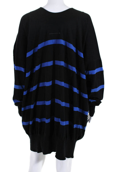 MM6 Maison Margiela Womens Cotton Striped Buttoned Long Sleeve Dress Blue Size M