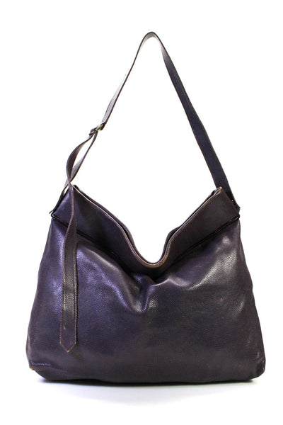 Mario Valentino Womens Mesh Textured Snapped Buttoned Shoulder Handbag Purple