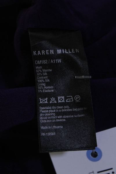 Karen Millen Womens Velvet Sleeveless Ruched Cocktail Dress Purple Size 4