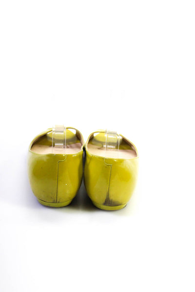 Jimmy Choo Women's Open Toe Patent Leather Flat Shoe Green Size 8