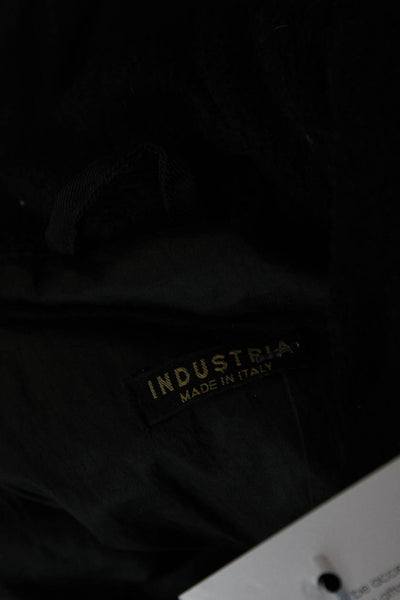 Industria Women's Button Down Long Sleeves Long Coat Black Size L