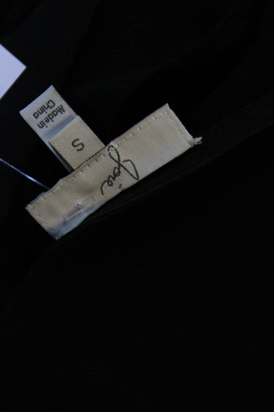 Joie Women's V-Neck Long Sleeves Pockets Silk Blouse Black Size S