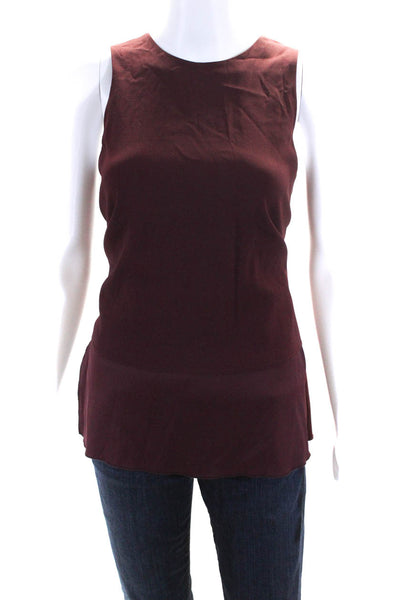 Theory Womens Back Zip Sleeveless Crew Neck Layered Top Red Size Petite