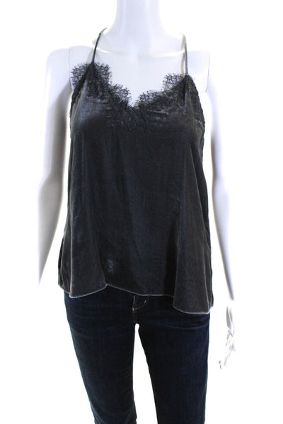 Cami NYC Womens Spaghetti Strap Lace Trim Velvet Tank Top Gray Size Extra Small