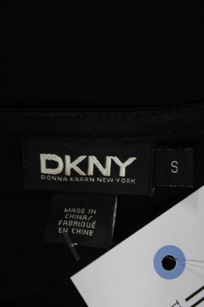 DKNY Womens Silk Boat Neck Two Pocket 3/4 Batwing Sleeve Blouse Top Black Size S