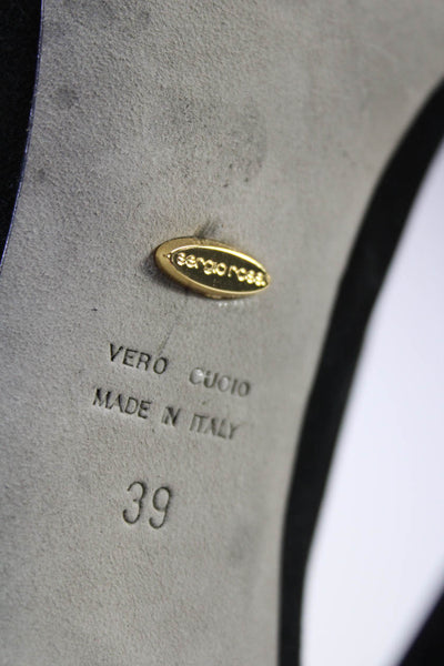Sergio Rossi Womens Suede Open Toe Cutout Stiletto Booties Heels Black Size 9