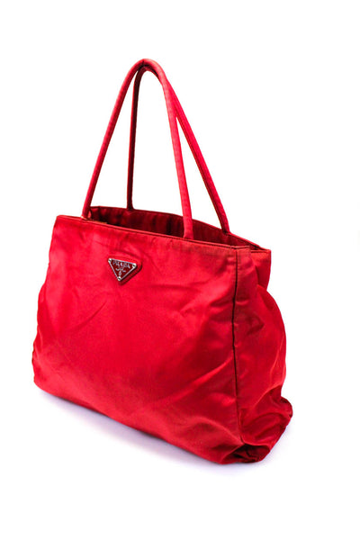 Prada Nylon Double Handle Trapezoid Slouch Medium Tessuto City Tote Handbag Red